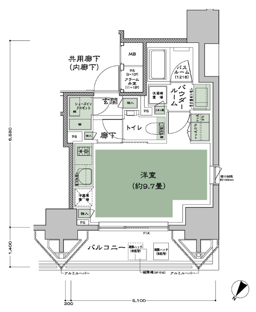 シティハウス目黒ザツインの1R間取り図